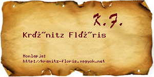Kránitz Flóris névjegykártya